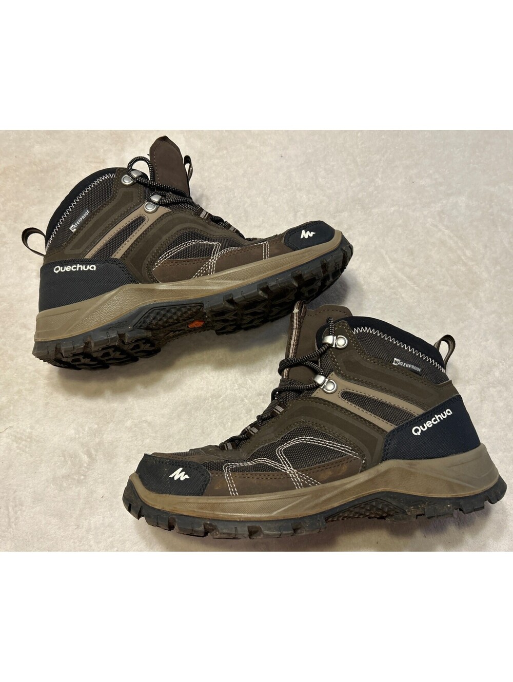 Quechua Boots Men’s Size 8 Brown Decathlon Mid Top Waterproof Hiking Lace Up